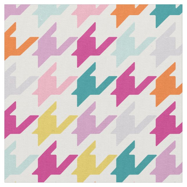 Trendy fashion colourful houndstooth pattern fabric (Close Up)