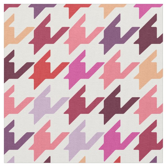 Trendy fashion colourful houndstooth pattern fabric (Close Up)