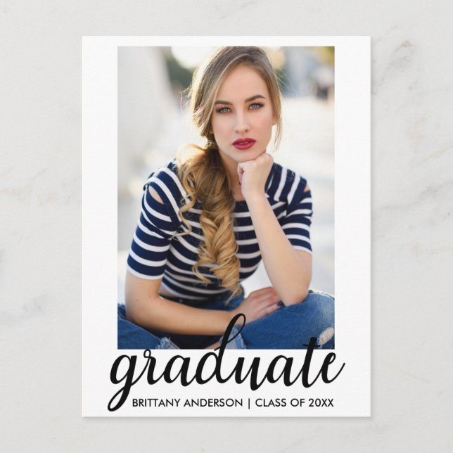 Trendy Fashion Graduation Party Photo Invitation W (Front)