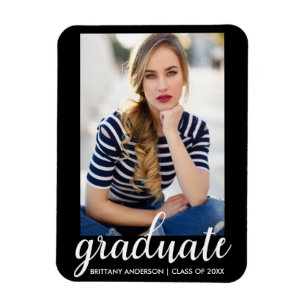 Trendy Fashion Graduation Photo Announcement Magnet