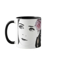 Trendy fashion illustration floral pink rose fun