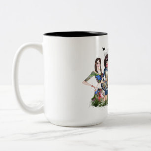 Trendy Fashion Models Two-Tone Coffee Mug