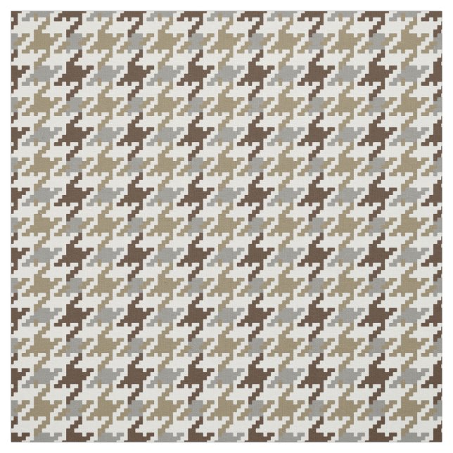 Trendy fashion neutral houndstooth plaid pattern fabric (Swatch)