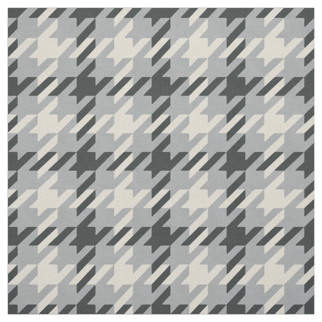 Trendy fashion neutral houndstooth  plaid pattern fabric (Swatch)
