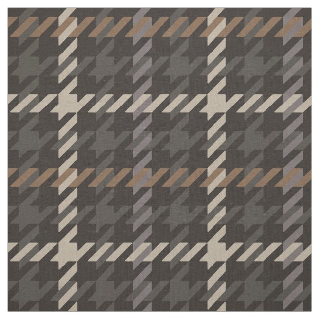 Trendy fashion neutral houndstooth  plaid pattern fabric (Swatch)