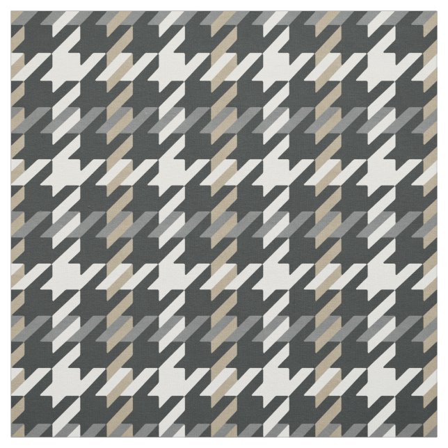 Trendy fashion neutral houndstooth  plaid pattern fabric (Swatch)