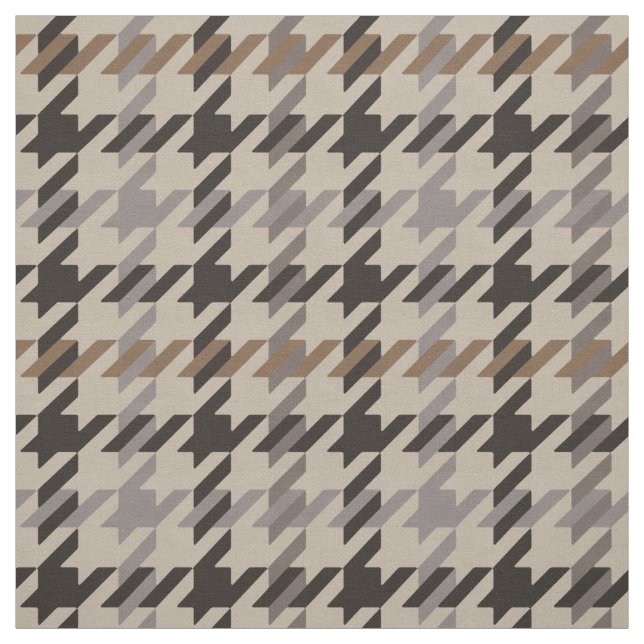 Trendy fashion neutral houndstooth  plaid pattern fabric (Swatch)