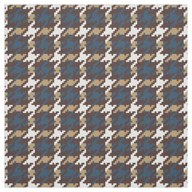 Trendy fashion neutral houndstooth plaid pattern fabric (Swatch)