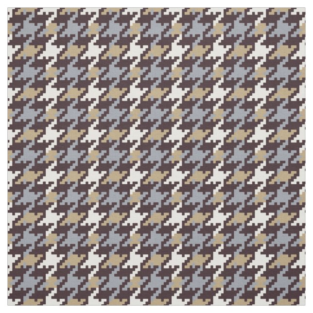 Trendy fashion neutral plaid houndstooth pattern fabric (Swatch)