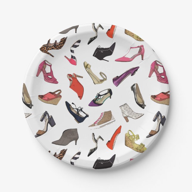 Trendy fashion shoes Paper Plates (Front)