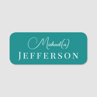 Trendy Fashionable Green Teal Stylish Professional Name Tag