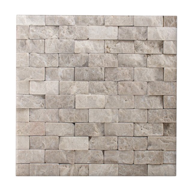 Trendy Faux 3D Stone Brick Mosaic Pattern Ceramic Tile (Front)