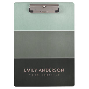 TRENDY FAUX AQUA BLUE GOLD STEEL GREY BLACK STRIPS CLIPBOARD