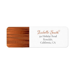Trendy Faux Copper Distressed Metal Wedding RSVP Return Address Label