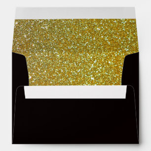 Trendy faux glitter gold Black Envelope