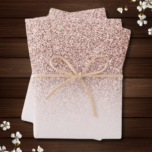 Trendy Faux Glitter Rose Gold Elegant ombre Wrapping Paper Sheet