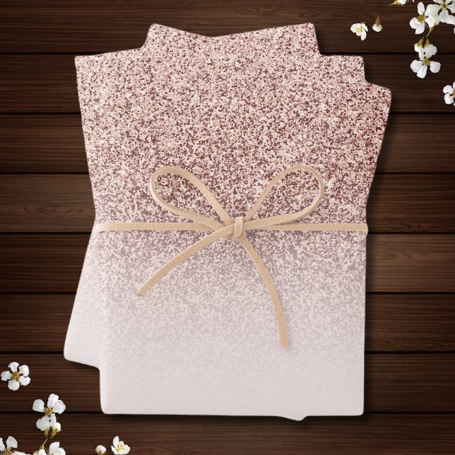 Trendy Faux Glitter Rose Gold Elegant ombre Wrapping Paper Sheet (Creator Uploaded)
