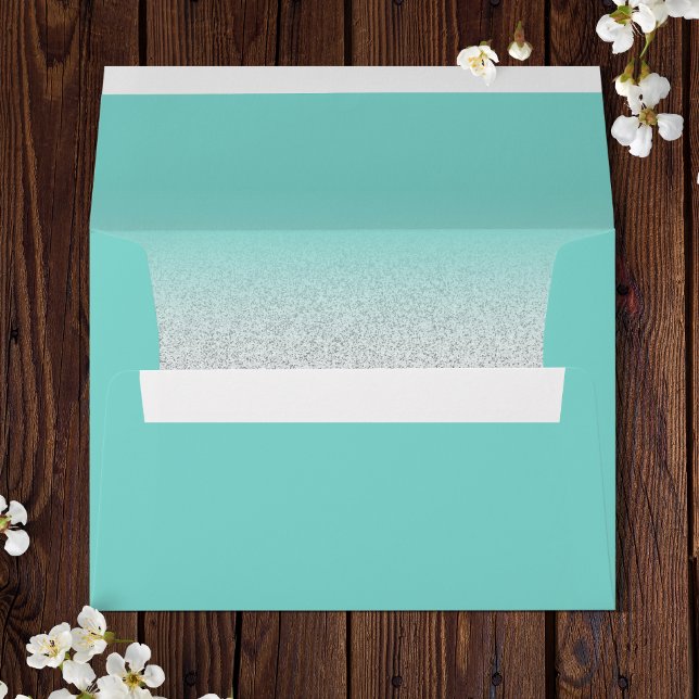 Trendy Faux Glitter Silver Teal Ombre Elegant 5x7 Envelope (Creator Uploaded)