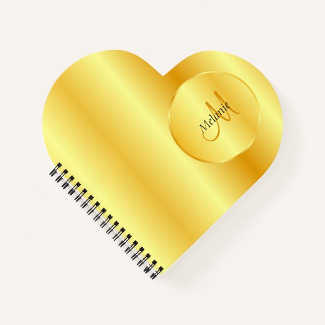 Trendy Faux Gold Elegant Monogrammed Template Notebook (Front)