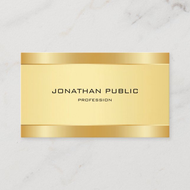 Trendy Faux Gold Modern Simple Template Elegant Business Card (Front)