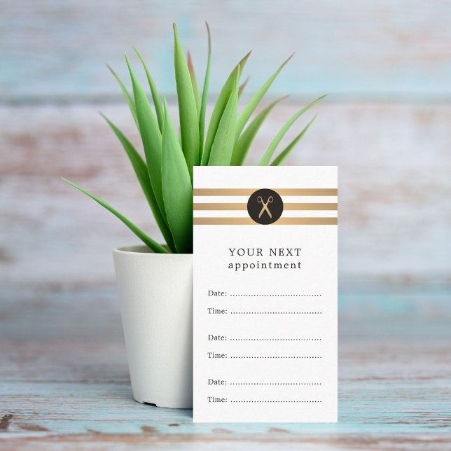 Trendy Faux Gold Stripes Hair Appointment Card (Creator Uploaded)