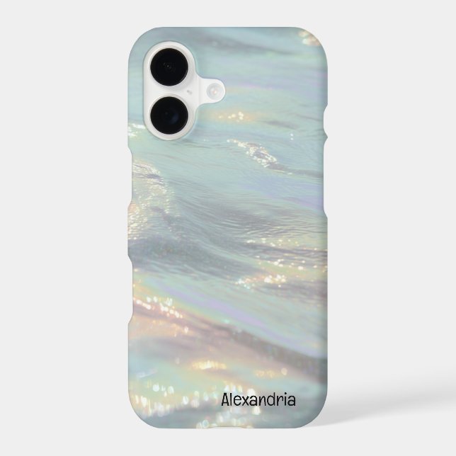 Trendy Faux Holographic Waves Opal iPhone Case (Back)