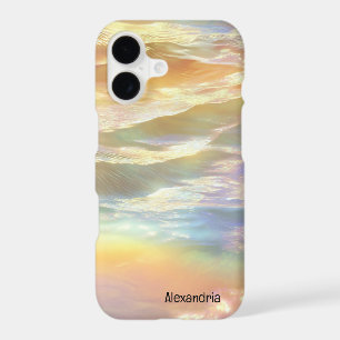 Trendy Faux Holographic Waves Opal iPhone Case