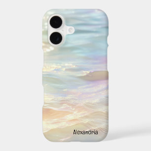 Trendy Faux Holographic Waves Opal iPhone Case