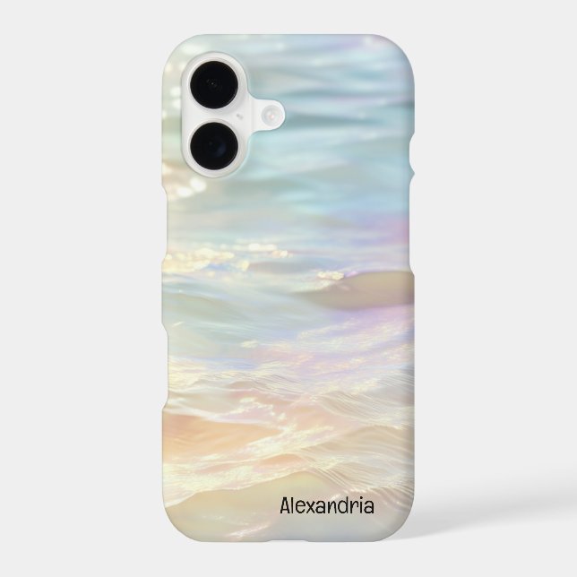 Trendy Faux Holographic Waves Opal iPhone Case (Back)