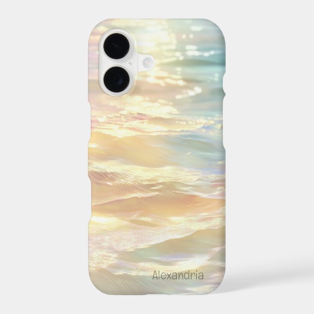 Trendy Faux Holographic Waves Opal iPhone Case (Back)