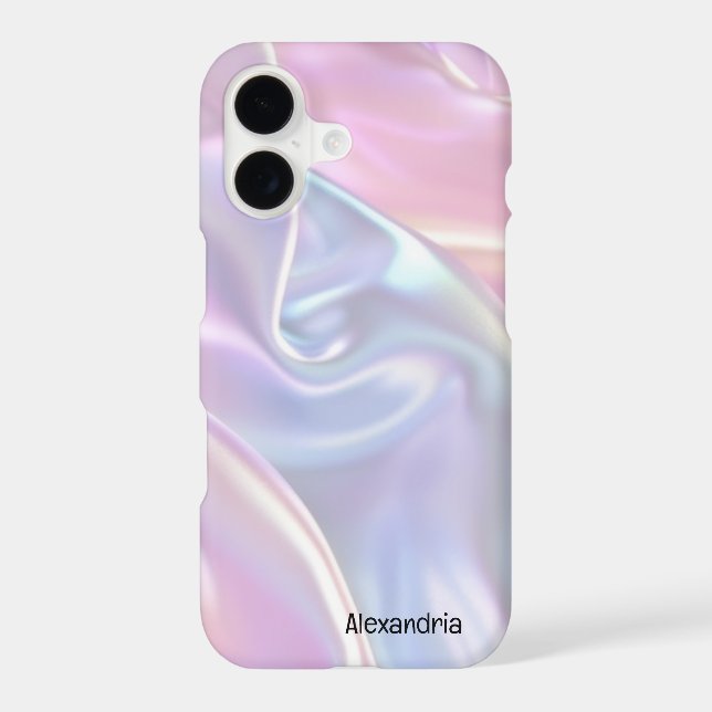 Trendy Faux Holographic Waves Opal iPhone Case (Back)