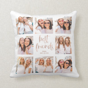 Trendy Faux Rose Gold Script   Best Friends Photo Cushion