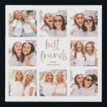 Trendy Faux Rose Gold Script | Best Friends Photo Faux Canvas Print<br><div class="desc">This trendy design features eight of your favourite photos of you and your bestie! The words "best friends" appear in faux rose gold look modern script,  and there is room to add the name of you and your best friend on a white background.</div>