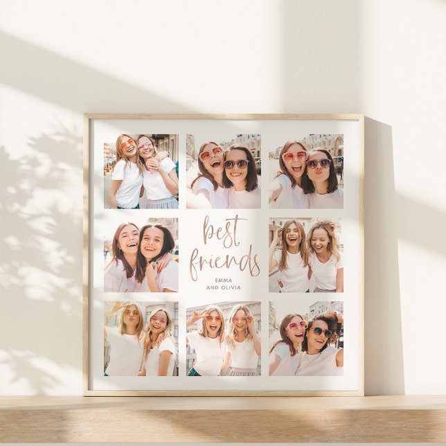 Trendy Faux Rose Gold Script | Best Friends Photo Poster (Creator Uploaded)