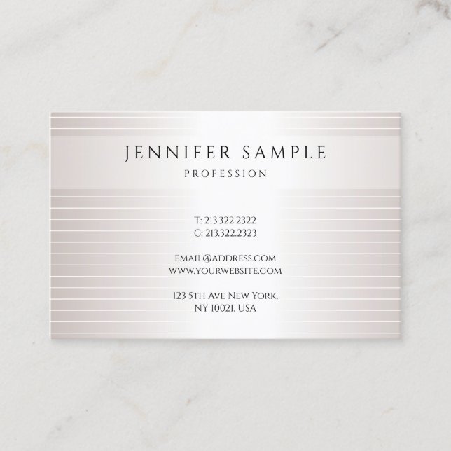 Trendy Faux Silver Modern Simple Elegant Template Business Card (Front)