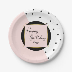 Trendy Feminine Confetti Dots Birthday Party Paper Plate