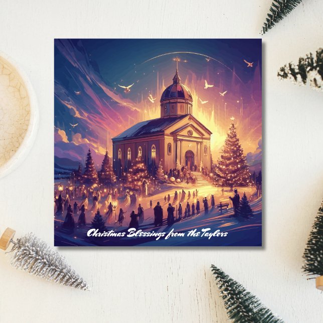 Trendy Festive Xmas Tree Christian Jesus Christmas Holiday Card (Trendy Festive Xmas Tree Christian Jesus Christmas Holiday Card)