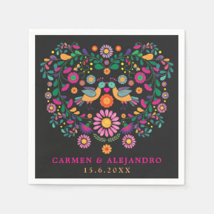 Trendy Fiesta Mexican Flower Pattern Wedding Party Napkin