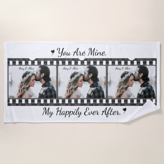 Trendy Film Reel Movie Personalised Picture Frame  Beach Towel (Front)