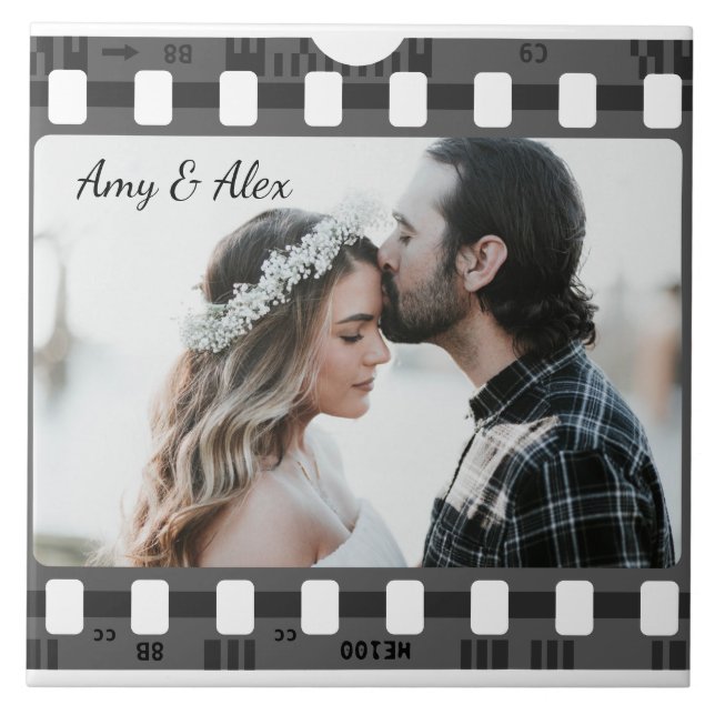 Trendy Film Reel Movie Personalised Picture Frame  Ceramic Tile (Front)