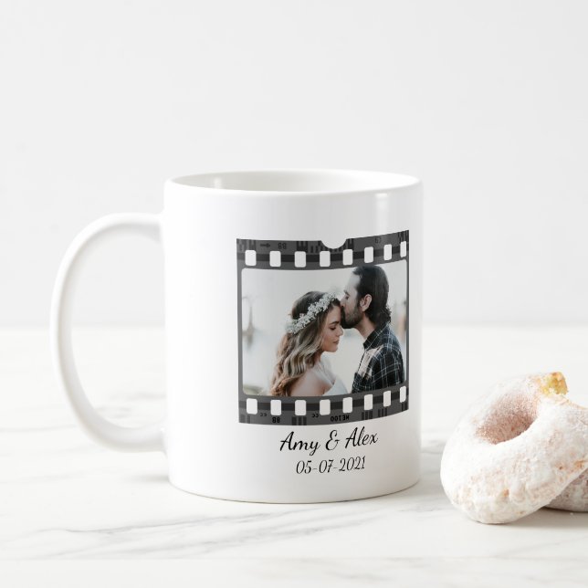 Trendy Film Reel Movie Personalised Picture Frame  Coffee Mug (With Donut)