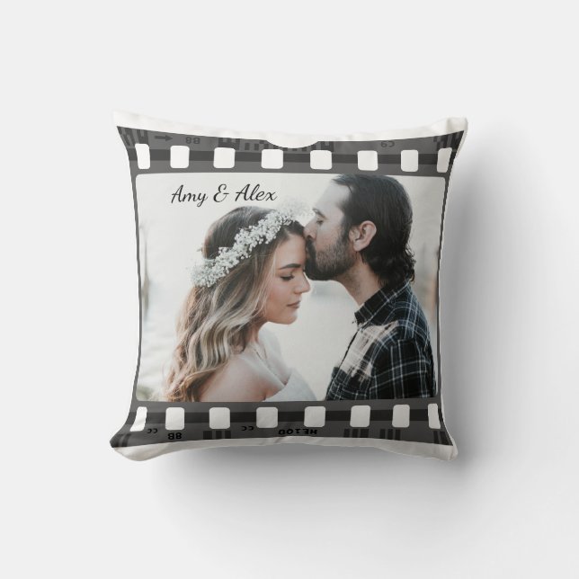 Trendy Film Reel Movie Personalised Picture Frame  Cushion (Front)