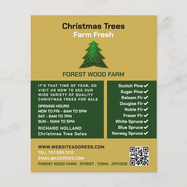 Trendy Fir Tree Design, Christmas Tree Sales Flyer (Front)