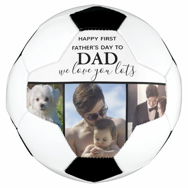 Trendy First Father's Day Photo Soccer Ball (Front)