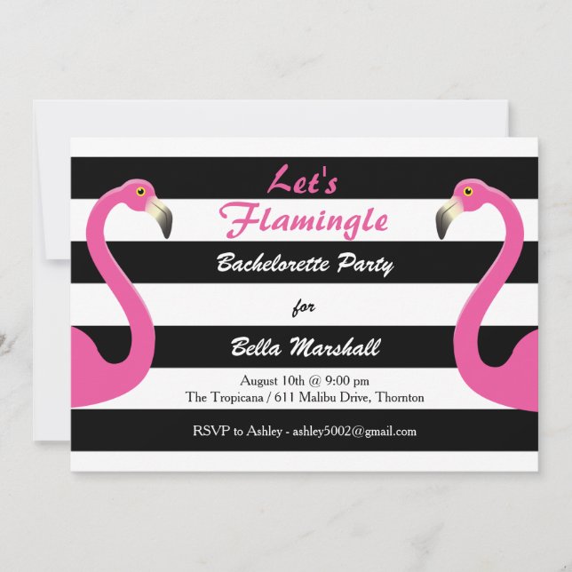 Trendy Flamingo Bachelorette Party Invitation (Front)