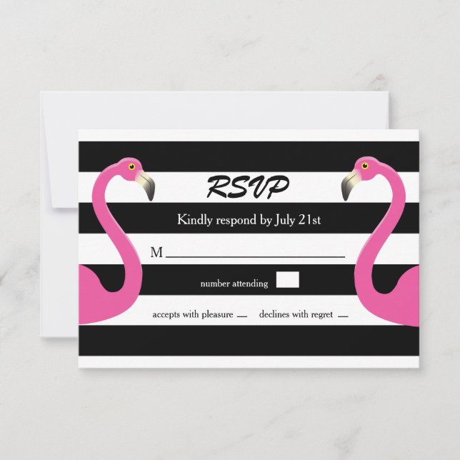 Trendy Flamingo Wedding RSVP (Front)