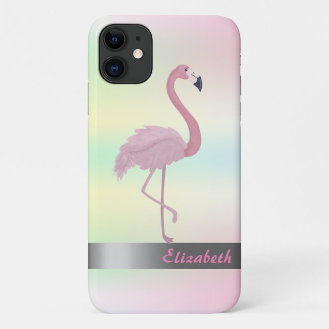 Trendy Flamingos Holographic Iridescent Case-Mate iPhone Case (Back)