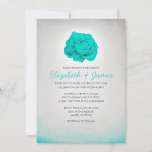 Trendy Floral Aqua Wedding Invitations