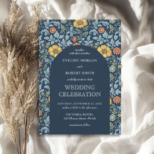 Trendy floral Art Nouveau William Morris wedding Invitation