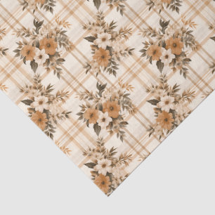 Trendy Floral Bouquets and Autumn Plaid Tissue Paper